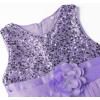 imageUhnice Sequin Sleeveless Tulle Mesh Flower Girl Party DressPurple