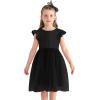 imageUhnice Toddler Girl Tutu Flutter Sleeve Summer Dress Casual Party Tulle SundressBlack