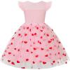 imageUhnice Toddler Girl Tutu Flutter Sleeve Summer Dress Casual Party Tulle SundressPink Heart