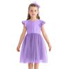 imageUhnice Toddler Girl Tutu Flutter Sleeve Summer Dress Casual Party Tulle SundressPurple