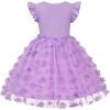 imageUhnice Toddler Girl Tutu Flutter Sleeve Summer Dress Casual Party Tulle SundressPurple Flower