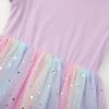 imageUhnice Toddler Girl Tutu Flutter Sleeve Summer Dress Casual Party Tulle SundressPurple Rainbow Sequin