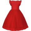 imageUhnice Toddler Girl Tutu Flutter Sleeve Summer Dress Casual Party Tulle SundressRed