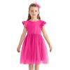 imageUhnice Toddler Girl Tutu Flutter Sleeve Summer Dress Casual Party Tulle SundressRose