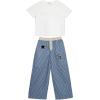 imageSpeechless Girls Short Sleeve Cotton Baby Tee and Striped Pants SetDenimCream