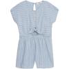 imageSpeechless Girls Short Sleeve Tie Front Striped RomperDenimWhite