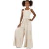 imageSpeechless Girls Sleeveless Smocked Back Wide Leg JumpsuitOatmeal