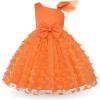 imageUhnice Flower Girl Dress Floral Butterfly Tulle Tutu Bowknot for Wedding Birthday PartyOrange