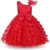 imageUhnice Flower Girl Dress Floral Butterfly Tulle Tutu Bowknot for Wedding Birthday PartyRed