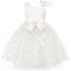 imageUhnice Flower Girl Dress Floral Butterfly Tulle Tutu Bowknot for Wedding Birthday PartyWhite