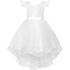 imageUhnice Flower Girl Dress Flutter Sleeve Tulle Dress with Pearl for Wedding Birthday PartyWhite