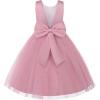 imageUhnice Flower Girl Dress Satin Ball Gown for Wedding Party with BowknotPink