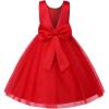 imageUhnice Flower Girl Dress Satin Ball Gown for Wedding Party with BowknotRed