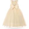 imageUhnice Flower Girl Pearl Dress Tulle Ball Gown Bow Prom with Heart Cutout for Wedding Birthday PartyChampagne