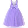 imageUhnice Flower Girl Pearls Dress VBack Tulle Ball Gown Satin Prom with BowKnot for Wedding Pageant Birthday PartyPurple