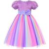 imageUhnice Flower Girl Sequin Dress Puff Sleeve Rainbow Dress for Wedding PartyPurple