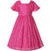 imageUhnice Flower Girl Sequin Pearl Dress Flutter Sleeve Midi Dress Tulle Bow Back for Wedding PartyRose