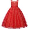 imageUhnice Flower Girls Sequin Dress VBack Tulle Ball Gown for Wedding PartyRed