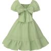 imageUhnice Girls Summer Casual Dress Bow Tie Back Dresses Off Shoulder Ruffled HemGreen