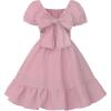 imageUhnice Girls Summer Casual Dress Bow Tie Back Dresses Off Shoulder Ruffled HemPink