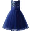 imageUhnice Sequin Sleeveless Tulle Mesh Flower Girl Party DressNavy Blue