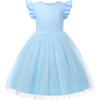 imageUhnice Toddler Girl Tutu Flutter Sleeve Summer Dress Casual Party Tulle SundressBlue