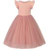imageUhnice Toddler Girl Tutu Flutter Sleeve Summer Dress Casual Party Tulle SundressPink