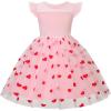 imageUhnice Toddler Girl Tutu Flutter Sleeve Summer Dress Casual Party Tulle SundressPink Heart