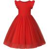 imageUhnice Toddler Girl Tutu Flutter Sleeve Summer Dress Casual Party Tulle SundressRed