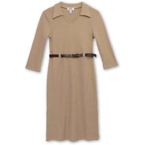 imageSpeechless Girls 34 Sleeve Chunky Sweater Knit Midi DressKhaki