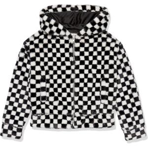 imageSpeechless Girls Hooded Faux Fur JacketBlackWhite