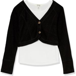 imageSpeechless Girls Rib Knit Sweater with Plain TeeBlackWhite