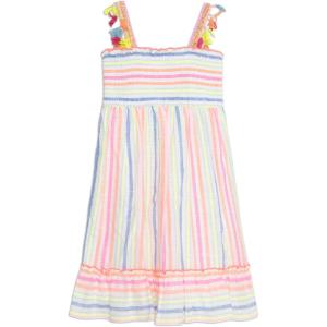 imageSpeechless Girls Striped CottonLinen Smocked Dress with Tassel Trim ampamp Flounce HemStripes