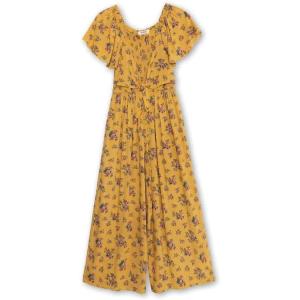 imageSpeechless Girls Wide Leg Smocked Bodice JumpsuitMustard Floral