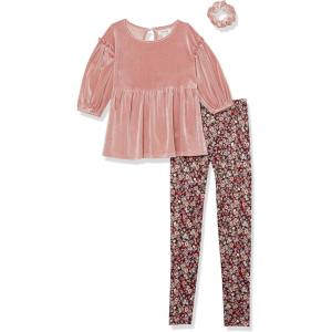 imageSpeechless girls Long Sleeve Velour Top Legging and Scrunchie SetPinkFloral