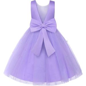 imageUhnice Flower Girl Dress Satin Ball Gown for Wedding Party with BowknotPurple