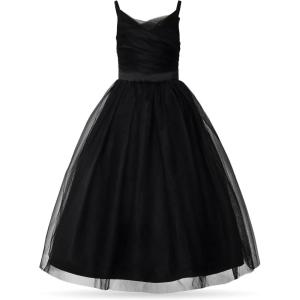 imageUhnice Flower Girl Spaghetti Strap Dress ALine Ball Gown Tulle Dresses for Wedding Birthday PartyBlack
