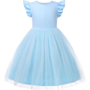 imageUhnice Toddler Girl Tutu Flutter Sleeve Summer Dress Casual Party Tulle SundressBlue
