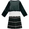 imageSpeechless Girls 3piece Long Sleeve Crochet Sweater With Tank and Belted Skirt SetHunterIvoryPlaid