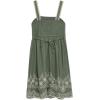 imageSpeechless Girls Cotton Voile Smocked Back Dress with Pleated Bodice ampamp Embroidered HemSageIvory