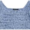 imageSpeechless Girls Puff Sleeve Pleated Top and Skater Mini Skirt SetDenimIvory