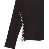 imageSpeechless Girls Rib Knit Long Sleeve Side DrawstringBlack