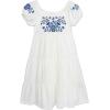 imageSpeechless Girls Short Sleeve Embroidered Babydoll DressWhiteBlue