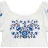 imageSpeechless Girls Short Sleeve Embroidered Babydoll DressWhiteBlue