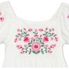 imageSpeechless Girls Short Sleeve Embroidered Babydoll DressWhitePink