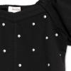 imageSpeechless Girls Short Sleeve Knit Denim Studded Pullover TopBlackGem