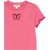 imageSpeechless Girls Short Sleeve Lettuce Edge Graphic Knit TShirtPinkBlack