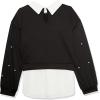 imageSpeechless Girls Twofer Pearl Beaded Drop Shoulder PulloverBlackWhite