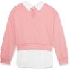 imageSpeechless Girls Twofer Pearl Beaded Drop Shoulder PulloverCoralWhite