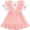 imageUhnice Baby Girl Summer Skirt Set Ruffle Floral Romper Overall Dress with Headband